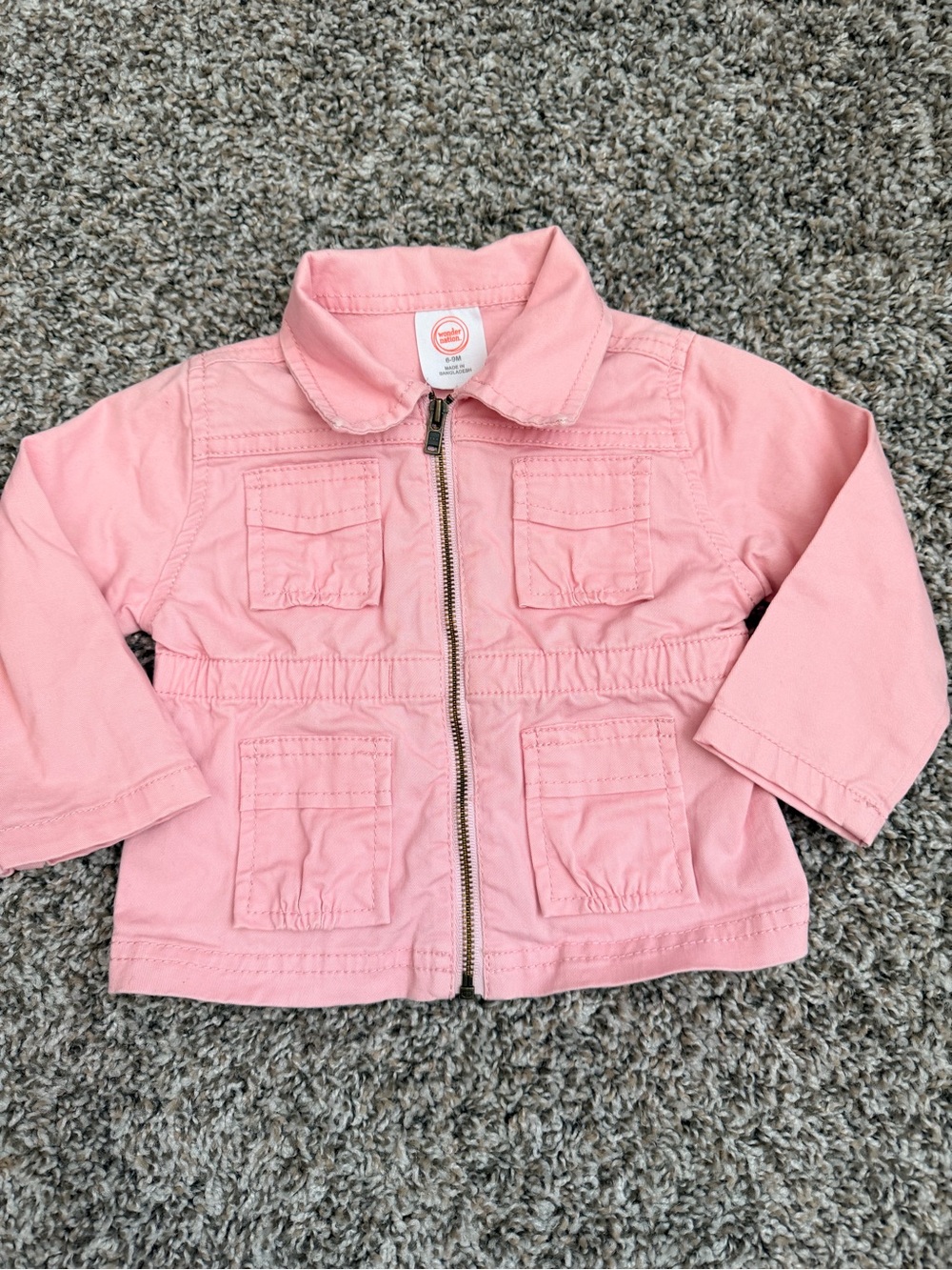 wonder nation Pink Zip-Up Cotton Jacket for Girls